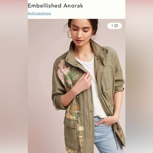 Anthropologie embellished anorak jacket